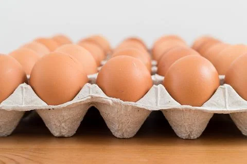 Fresh chicken egg in package Stock Photos