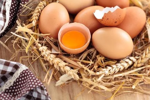 Fresh chicken eggs. Stock Photos