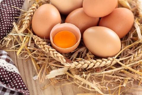 Fresh chicken eggs. Stock Photos
