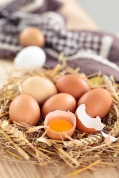 Fresh chicken eggs. Stock Photos