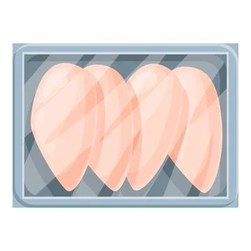 Fresh chicken fillets packed in plastic tray for retail Stock Illustration