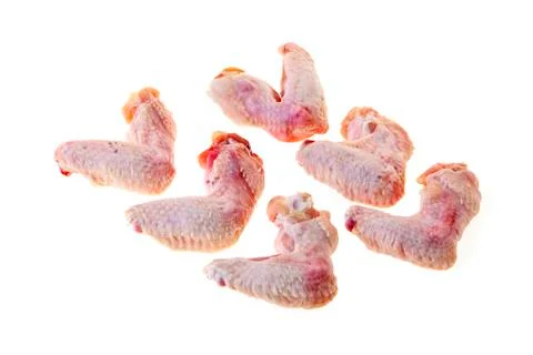 Fresh chicken wings on white background. food Stock Photos