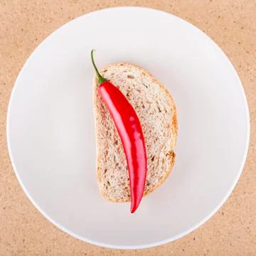 Fresh chili pepper with bread Stock Photos