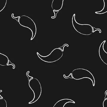 Fresh chilli vegetable chalked seamless pattern Stock Illustration