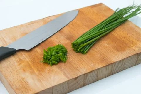 Fresh chive on a cutting board Stock Photos