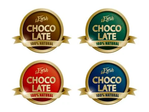 Fresh chocolate labels set 스톡 일러스트