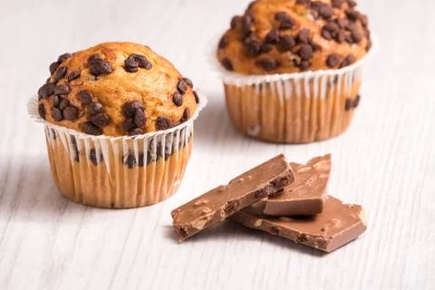 Fresh chocolate muffins Stock Photos