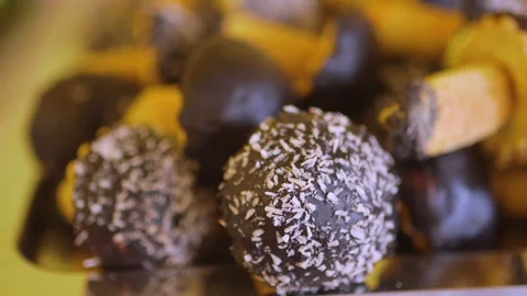 Fresh Chocolate Sweets On A Plate Stock Footage 304875481