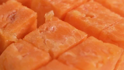 Fresh chopped pumpkin, macro shot. Healthy food concept. Stock Footage 127749145