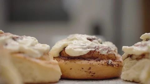 Fresh cinnabon buns close-up. Stock Footage 166501760