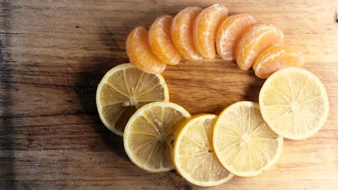 Fresh citruses in water with drops Stock Footage 100424979