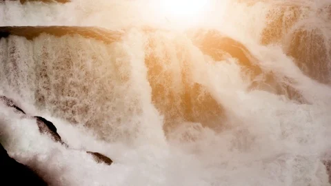 Fresh Clean Water Pouring Down From Spring Waterfall Environment Stock Footage 97449993