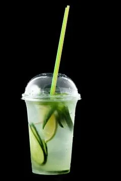 Fresh cocktail of cucumber, lime, mint. Stock Photos