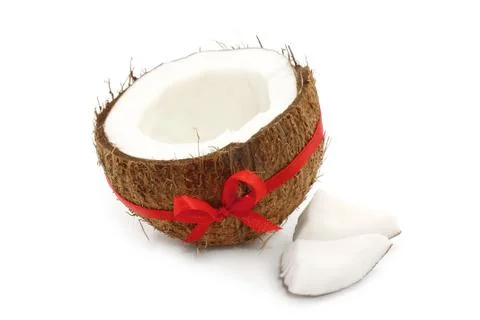 Fresh coconut with red bow Stock Photos