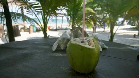 Fresh coconut on the table Stock Footage 47784508