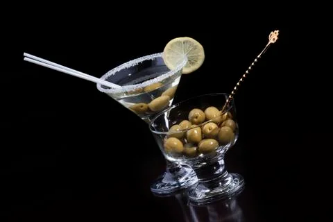 Fresh coctail on the black Stock Photos