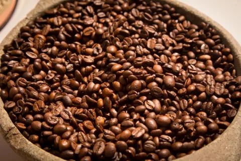 Fresh coffee beans background Stock Photos
