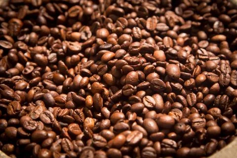 Fresh coffee beans background Stock Photos