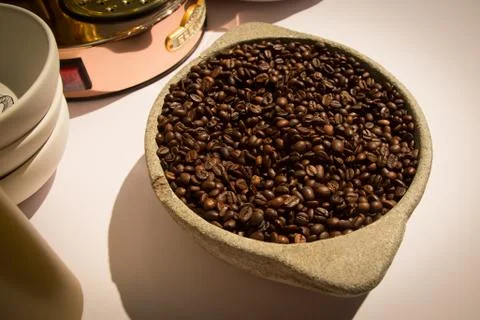 Fresh coffee beans background Stock Photos