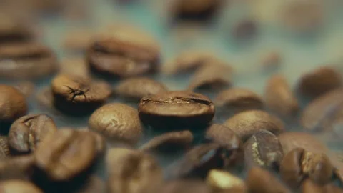 Fresh Coffee Beans Roasting Close Up Macro Smokey Cinematic 4k Stock Footage 317471749