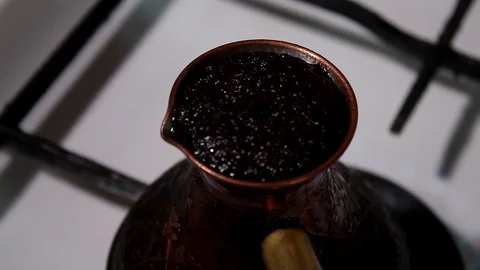 Fresh coffee begins to boil Stock Footage 80217343