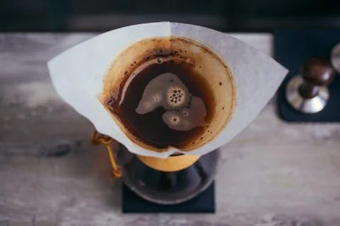 Fresh coffee brewing alternative method pour over Stock Photos