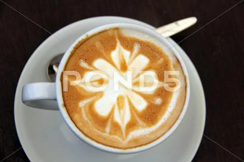Fresh Coffee With Flower Pattern