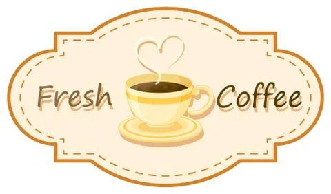 A fresh coffee logo with a cup of brewed coffee Stock Illustration