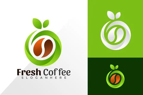 Fresh Coffee logo vector design. Abstract emblem, designs concept, logos, log Ilustração Stock