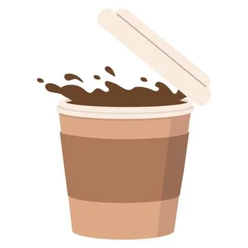 Fresh Coffee Splashing From Coffee Cup Stock Illustration