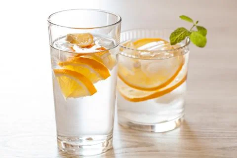 Fresh cold lemonade with lemons Stock Photos