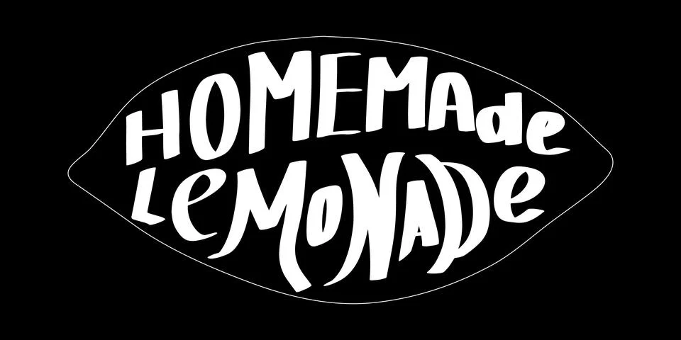 Fresh cold lemonade phrase. Refreshing summer drink text. Hand drawing lettring Stock Illustration