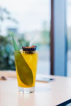Fresh cold lemonade is on the table Stock Photos