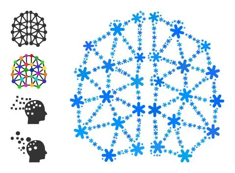 Fresh Collage AI Structure Icon with Snow Stock Illustration