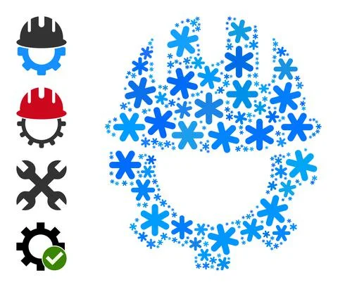 Fresh Collage Engineering Icon with Snow Flakes Illustrazione stock
