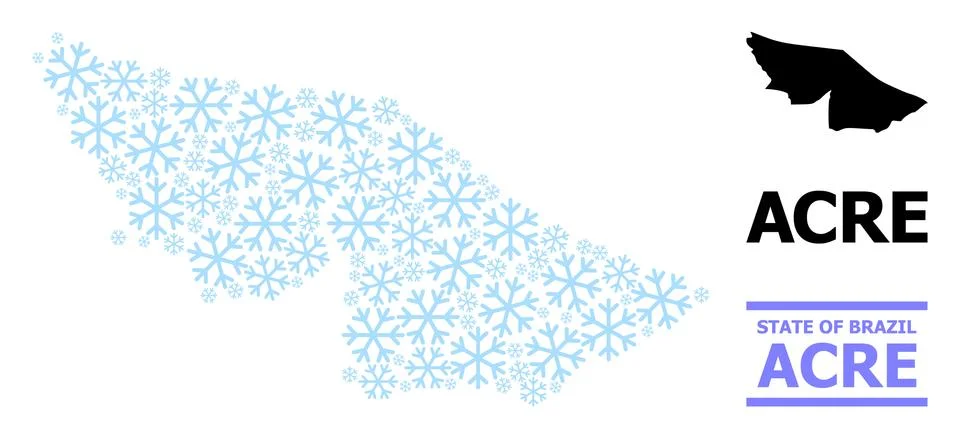 Fresh Collage Map of Acre State of Snow Flakes Stock Illustration