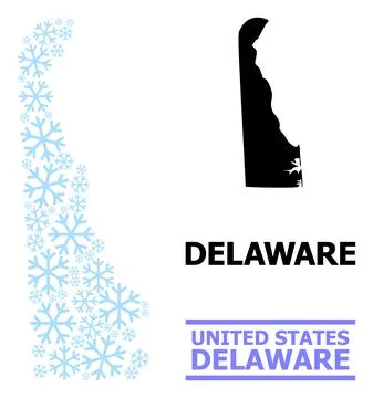Fresh Collage Map of Delaware State with Snow Stock Illustration