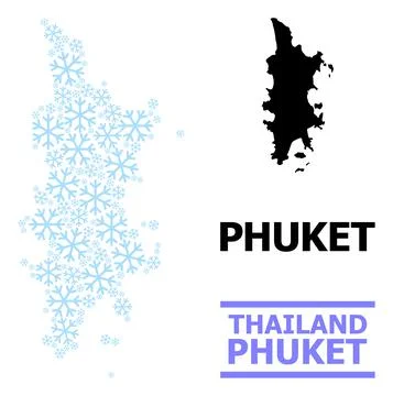 Fresh Collage Map of Phuket with Snow Flakes Stock Illustration