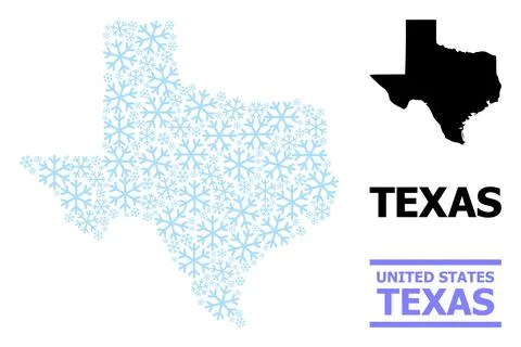 Fresh Collage Map of Texas State with Snowflakes Illustrazione stock