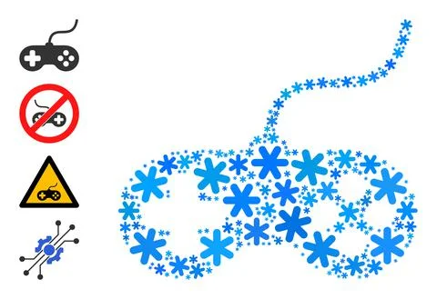 Fresh Collage Playing Console Icon with Snow Flakes Illustrazione stock