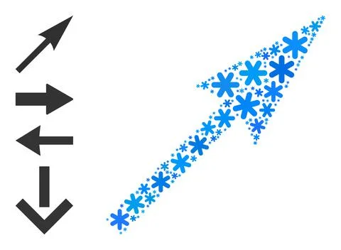Fresh Collage Sharp Arrow Icon with Snow Illustrazione stock