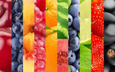 Fresh color fruits and vegetables. Healthy food concept Stock Photos