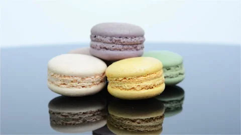Fresh colorful macaroons rotating Stock Footage 87647973