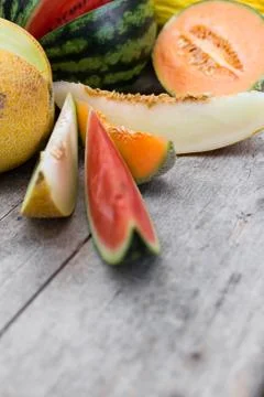Fresh colorful melons 写真素材