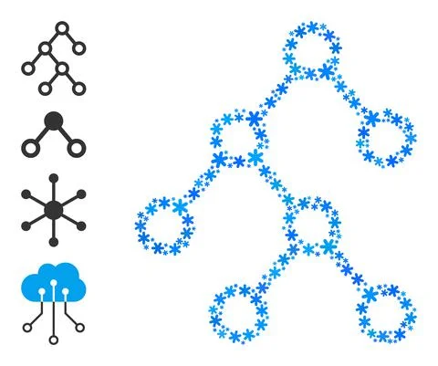 Fresh Composition Binary Tree Icon of Snowflakes イラスト素材
