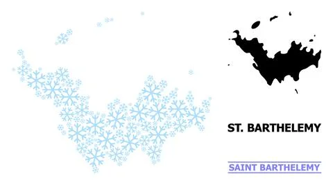 Fresh Composition Map of Saint Barthelemy with Snow Stock Illustration
