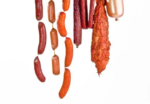 Fresh composition with meat isolated on white Stock Photos