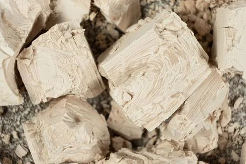 Fresh Compressed Yeast Brick for Baking Stock Photos