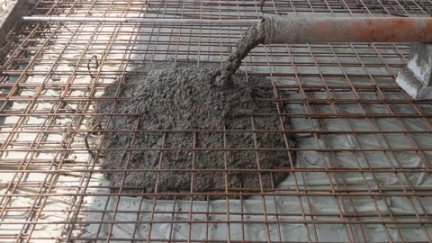 Fresh concrete flow from pipe Stock Footage 282242322