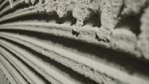 Fresh concrete texture with patterns of notched trowel. Macro shot of grey Stock Photos